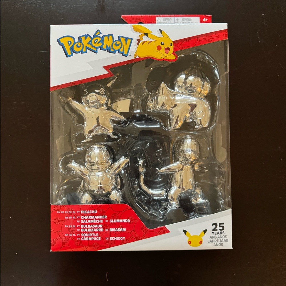 Pokemon 25th Anniversary Edition Series 1 Silver Figurine Action Figure 4-Pack